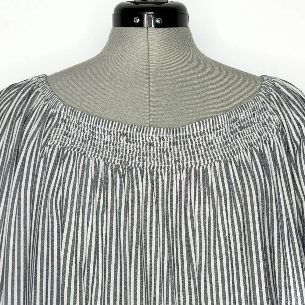 Terra & Sky Striped Off-the-Shoulder Smocked Boho Blouse - 1XL - Picture 2 of 9